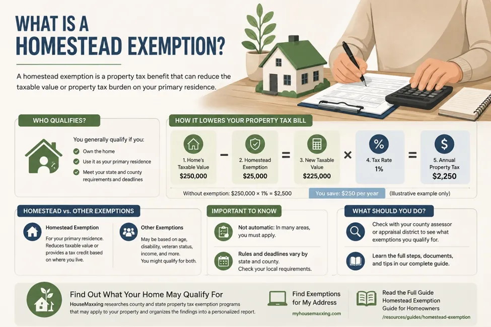 Infographic explaining what a homestead exemption is